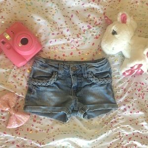 Girls Braided Denim Shorts